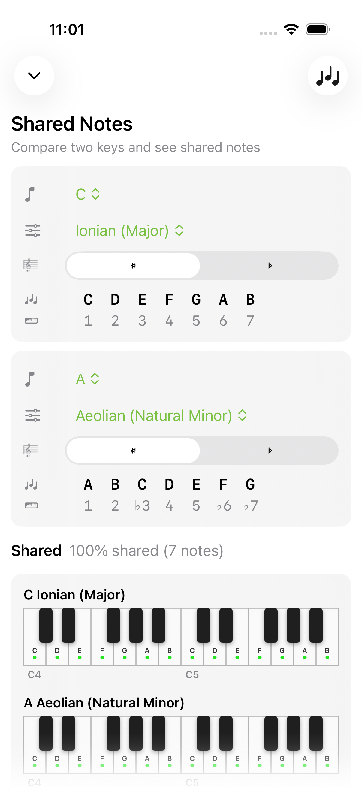 Shared Notes screen on iPhone